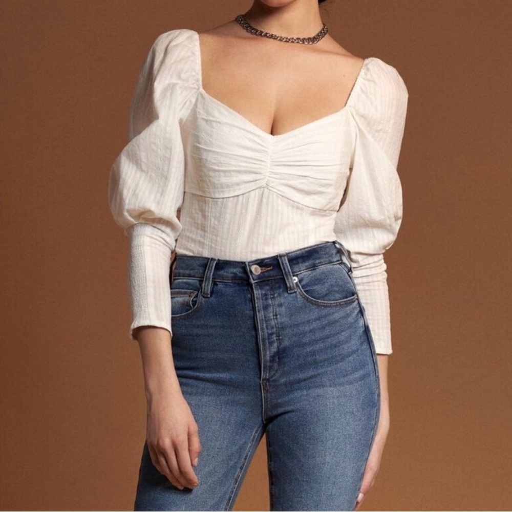 Dynamite Smocked Puff Sleeve Blouse